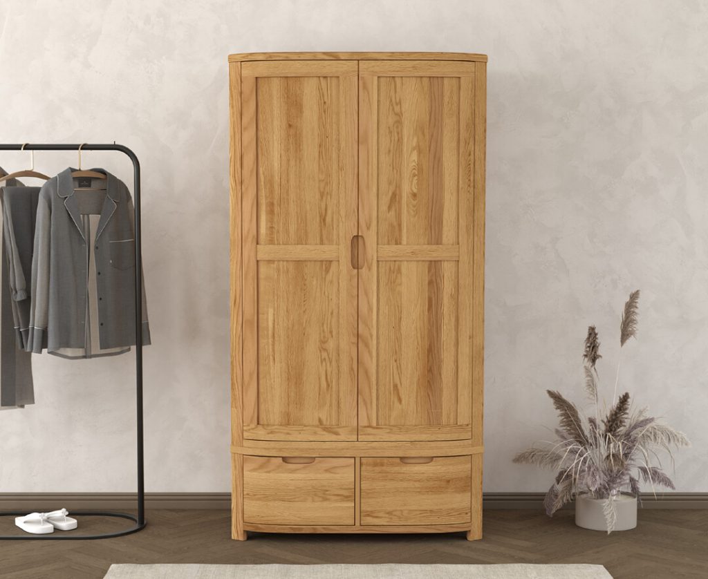 Somerton Curved Solid Oak Double Wardrobe
