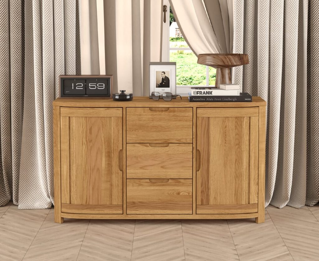 Somerton Curved Solid Oak Large Sideboard