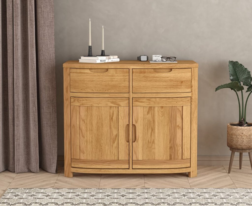 Somerton Curved Solid Oak Small Sideboard