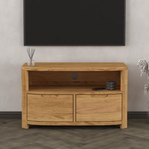 Somerton Curved Solid Oak Small TV Unit | Bed Sava