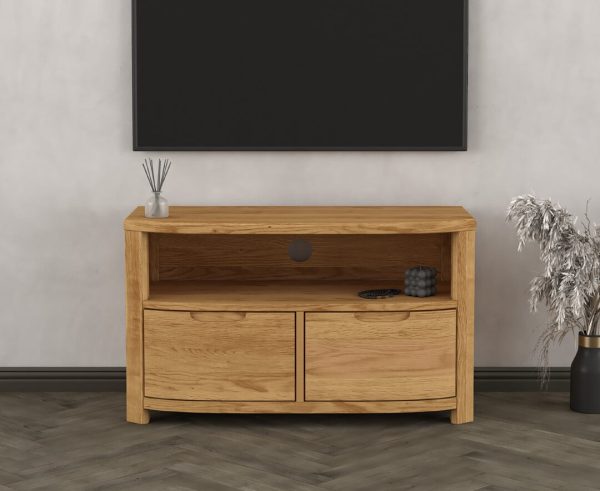 Somerton Curved Solid Oak Small TV Unit | Bed Sava