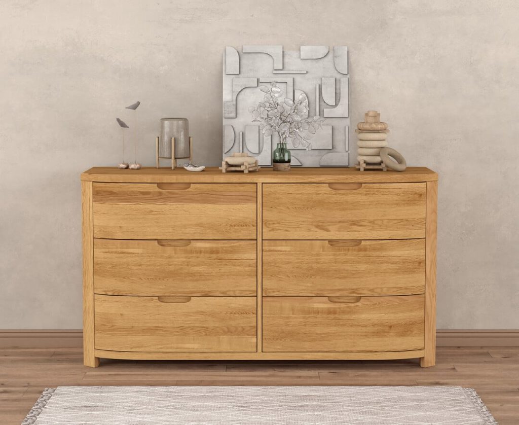Somerton Curved Solid Oak Wide Chest of Drawers