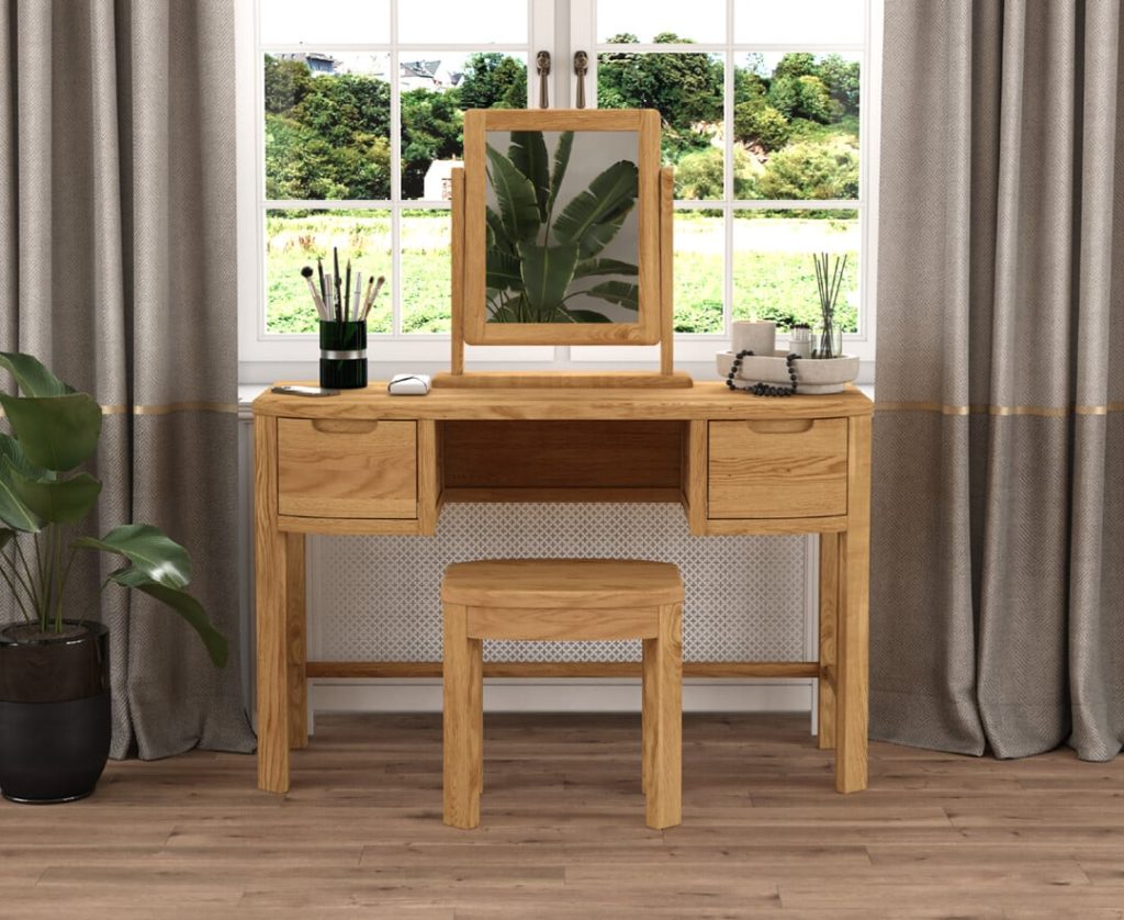 Somerton Curved Solid Oak Dressing Table Set