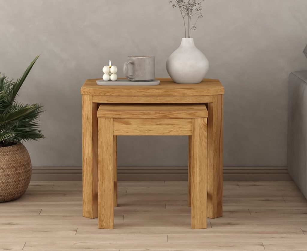 Somerton Curved Solid Oak Nest of Tables