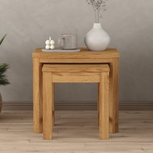Somerton Curved Solid Oak Nest of Tables | Bed Sava
