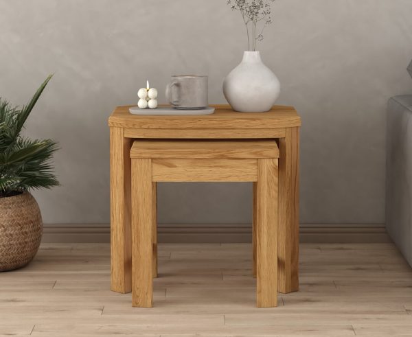 Somerton Curved Solid Oak Nest of Tables | Bed Sava