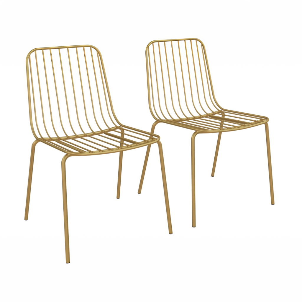 Dorel Caden Wire Dining Chair (set of 2)-Gold
