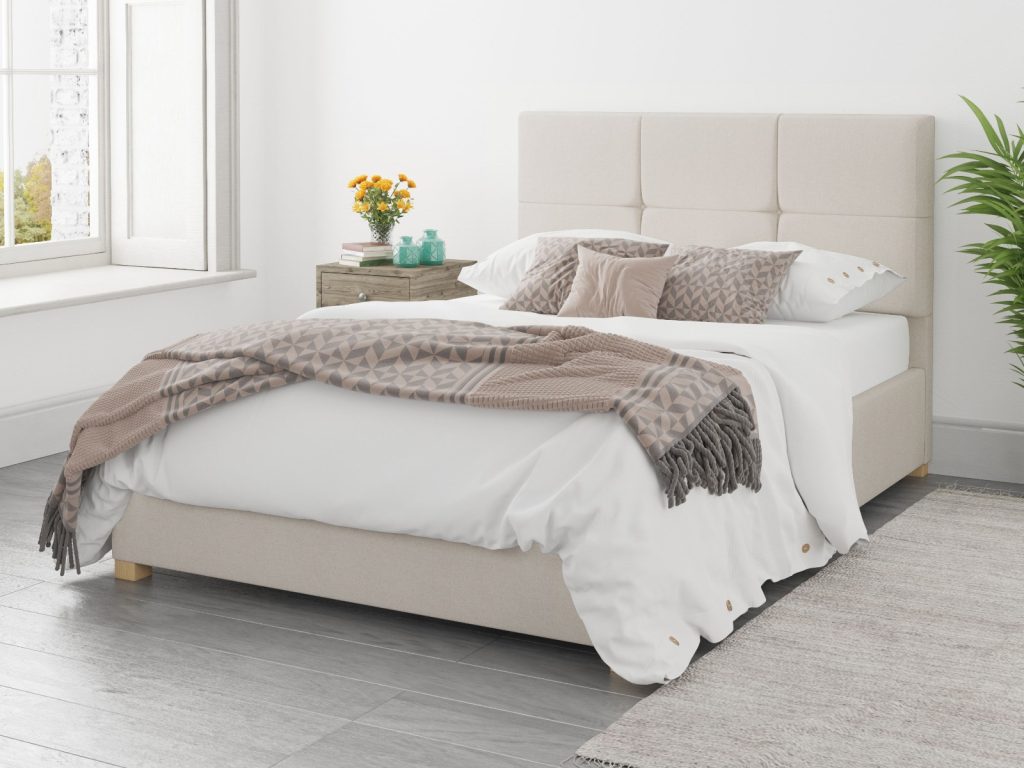 Aspire Caine Eire Linen Off-White Fabric Ottoman Bed - Kingsize