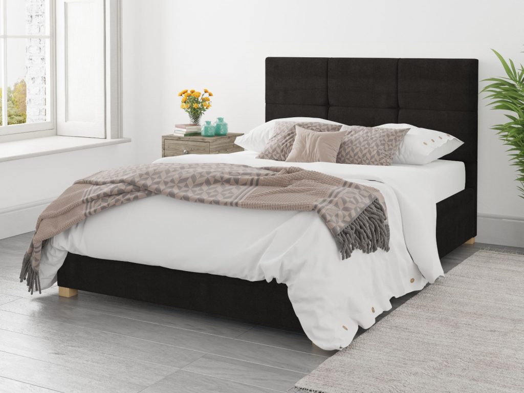 Aspire Caine Kimiyo Linen Charcoal Fabric Ottoman Bed - Kingsize