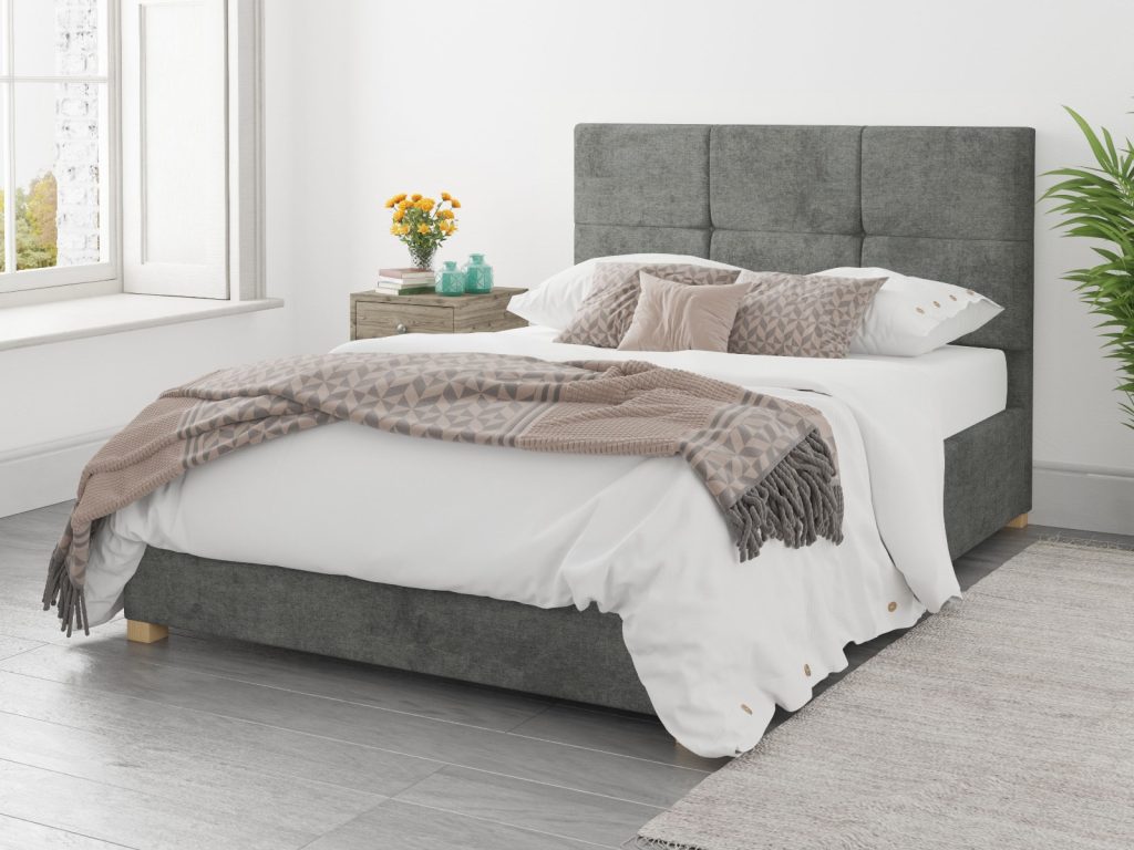 Aspire Caine Kimiyo Linen Granite Fabric Ottoman Bed - Small Double