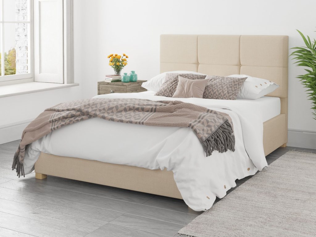 Aspire Caine Malham Weave Cream Fabric Ottoman Bed - Single
