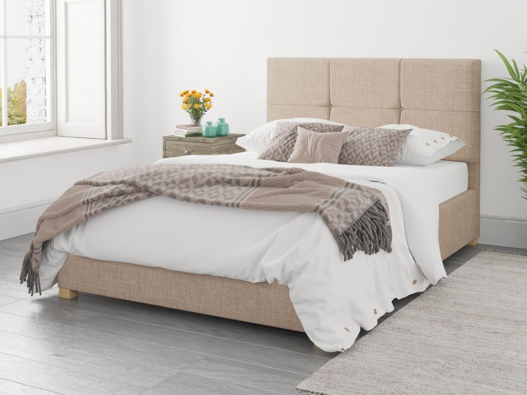 Aspire Caine Malham Weave Mink Fabric Ottoman Bed - SuperKing