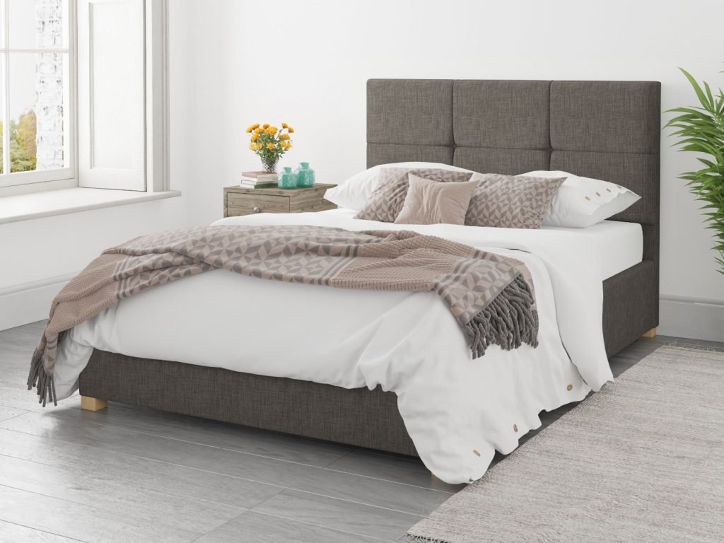 Aspire Caine Malham Weave Slate Fabric Ottoman Bed - Double