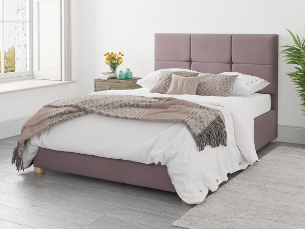 Aspire Caine Plush Velvet Blush Fabric Ottoman Bed  Double | Bed Sava