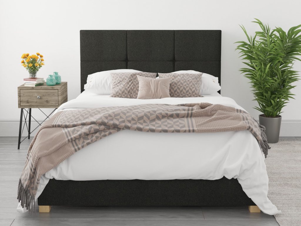 Aspire Caine Saxon Twill Charcoal Fabric Ottoman Bed - Kingsize