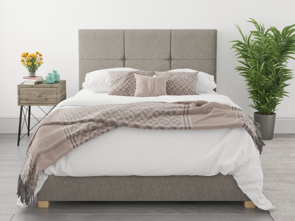 Aspire Caine Saxon Twill Grey Fabric Ottoman Bed - Small Double