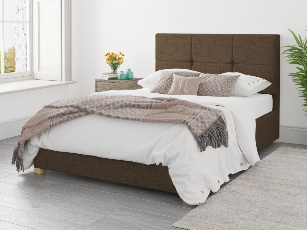 Aspire Caine Yorkshire Knit Chocolate Fabric Ottoman Bed - Double
