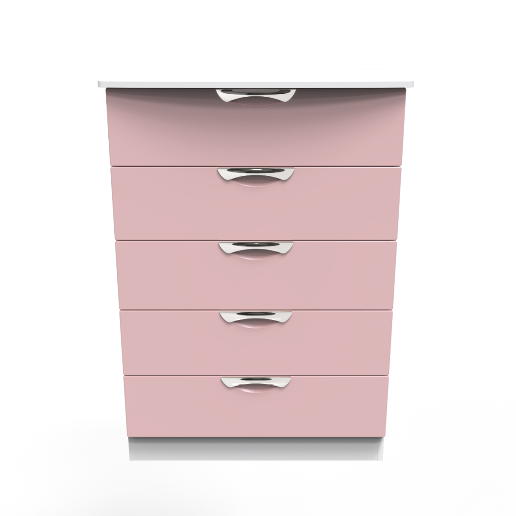 Welcome Furniture Camden 5 Drawer Chest-Kobe Pink White