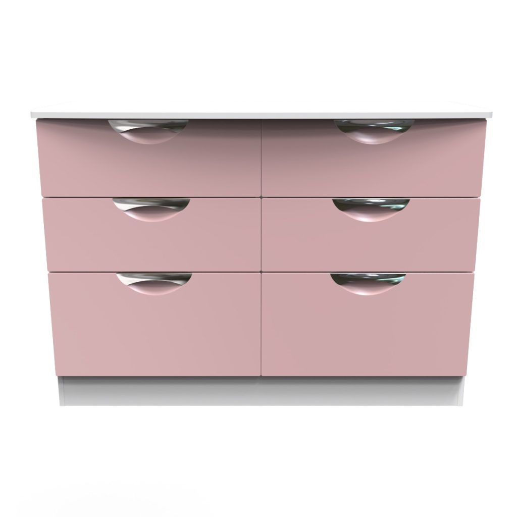 Welcome Furniture Camden 6 Drawer Midi Chest-Kobe Pink White