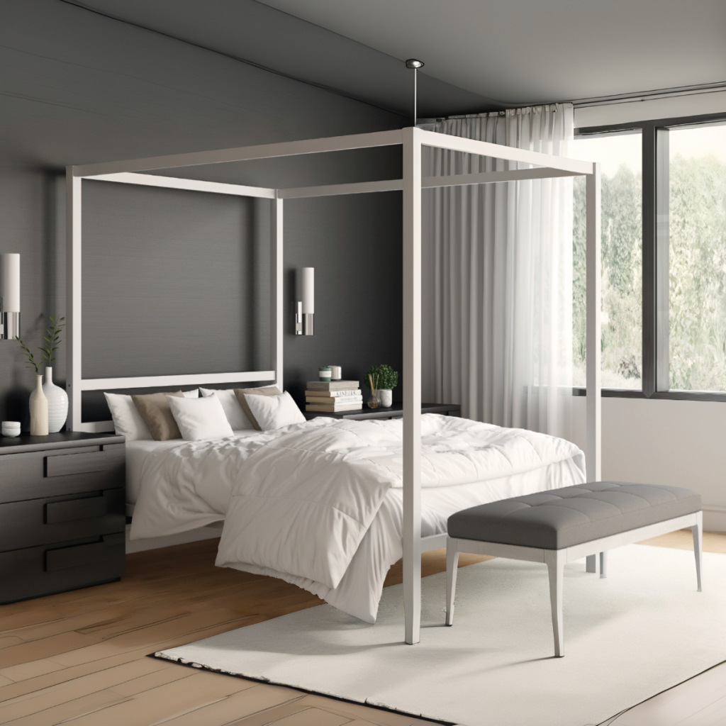 Dorel Modern Metal Canopy Bed