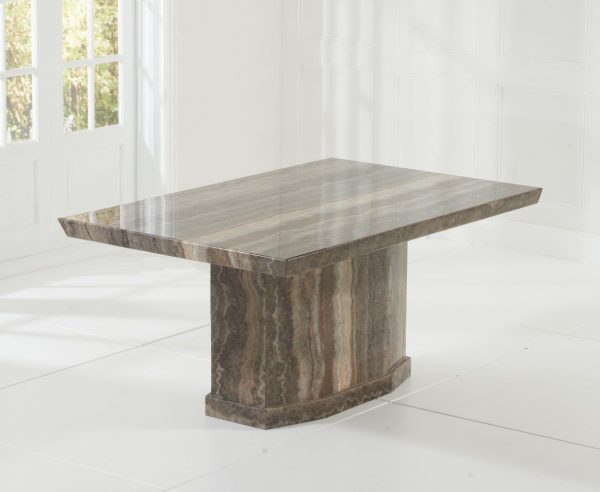 Carvelle 160cm Brown Pedestal Marble Dining Table | Bed Sava
