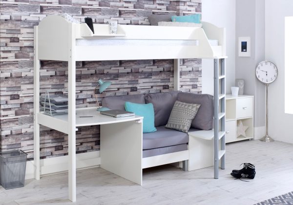 Kids Avenue Noah B High Sleeper WhiteWhite Silver | Bed Sava