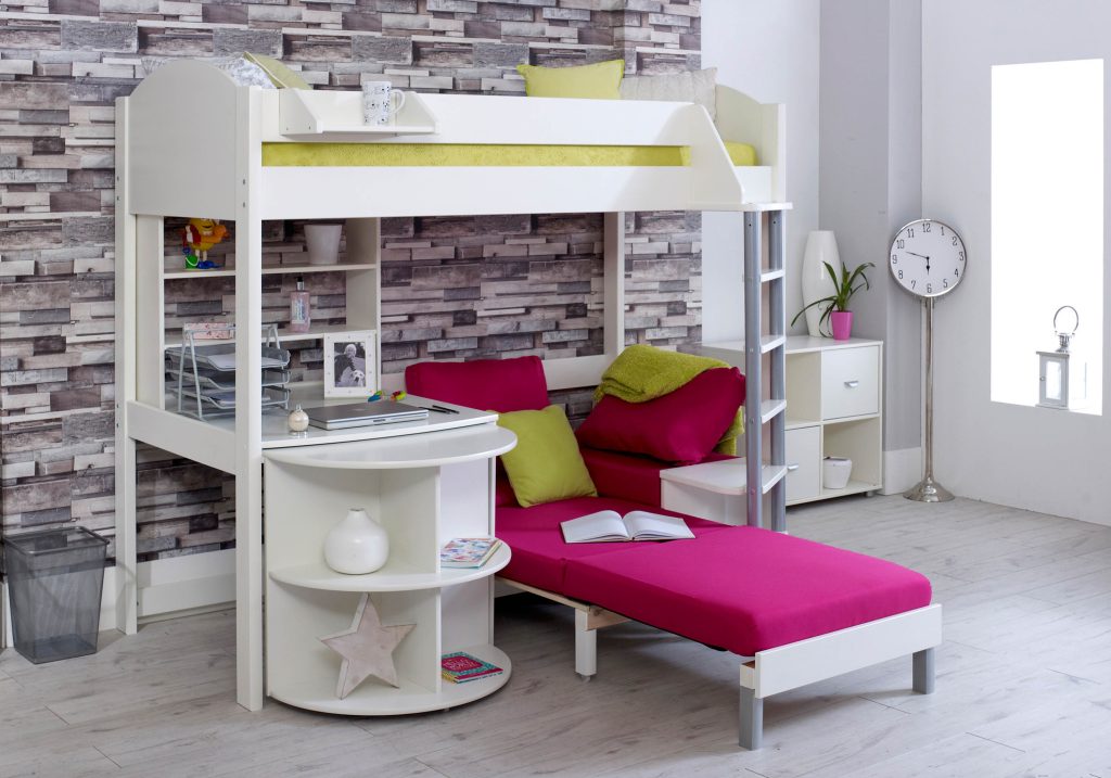 Kids Avenue Noah E High Sleeper White/White-Pink