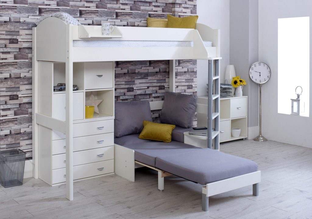 Kids Avenue Noah F High Sleeper-White/White-Silver