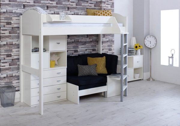 Kids Avenue Noah F High Sleeper WhiteWhite Black | Bed Sava