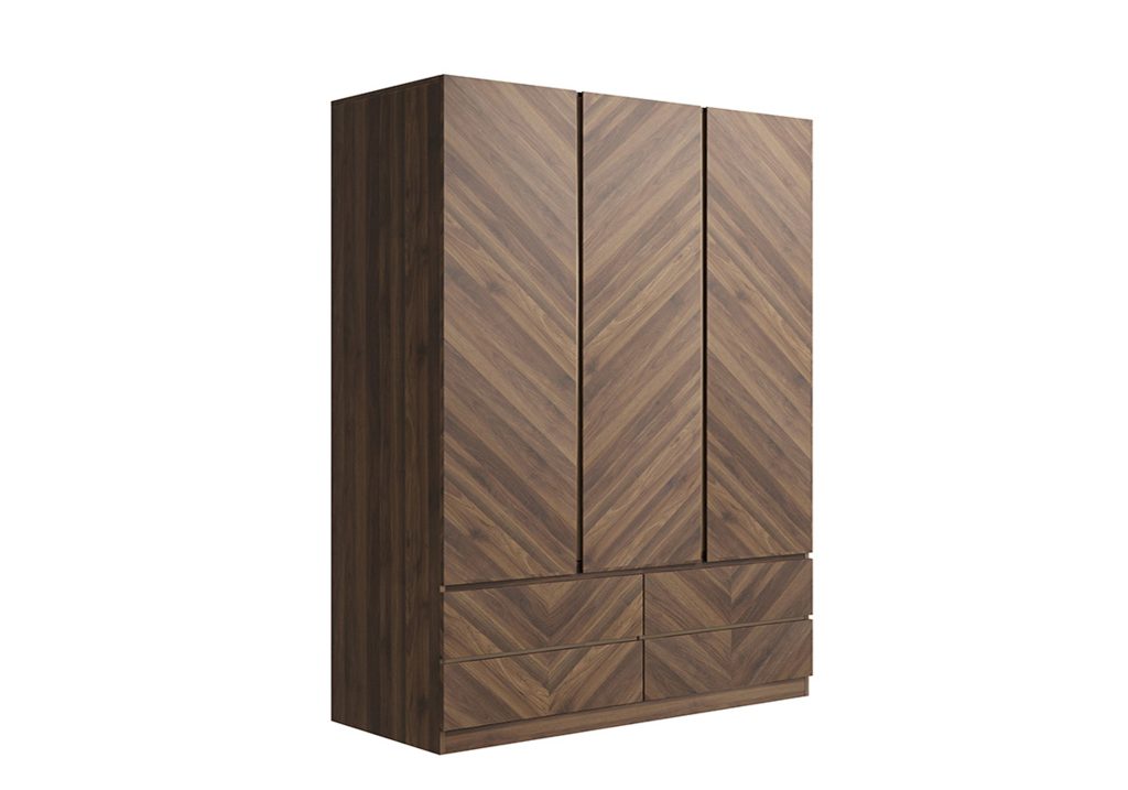GFW Catania 3 Door 4 Drawer Wardrobe-Walnut