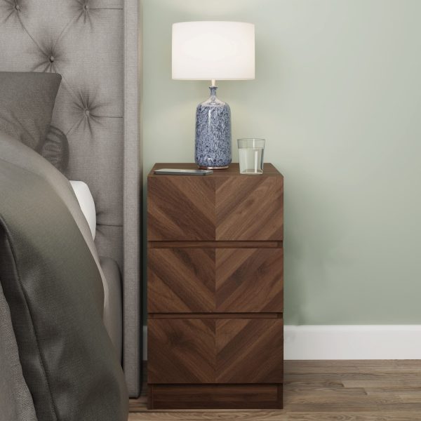 GFW Catania Pair of 3 Drawer Bedside Tables Royal Walnut | Bed Sava