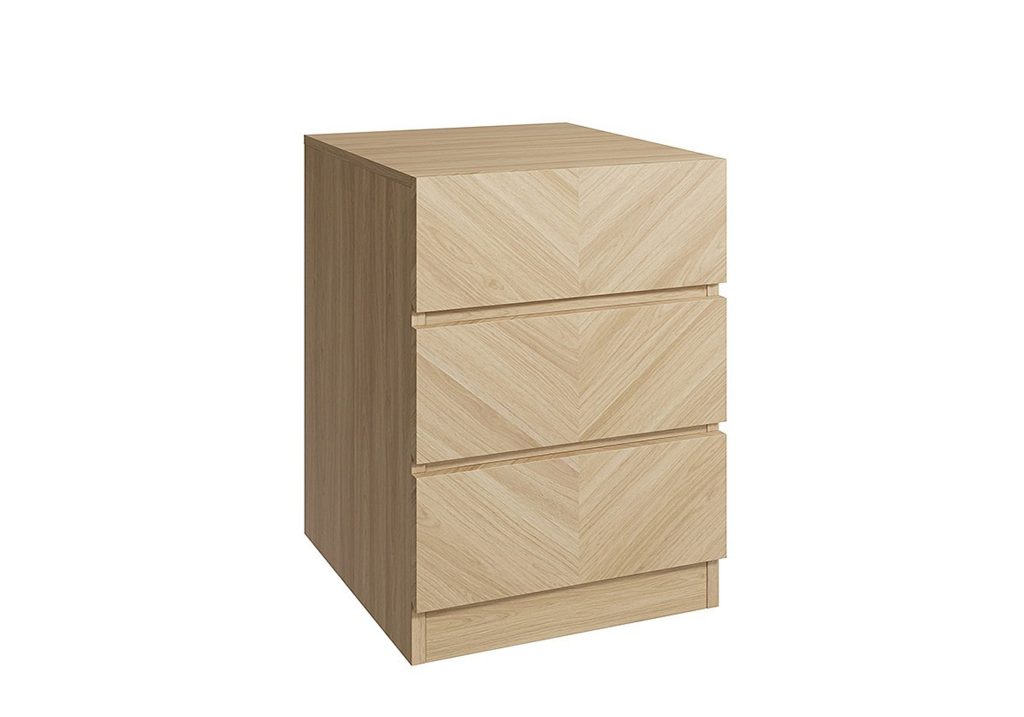 GFW Catania 3 Drawer Bedside Table -Oak