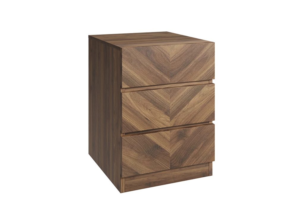 GFW Catania 3 Drawer Bedside Table -Walnut