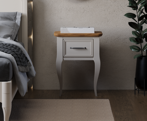 Chateau Oak and Soft White Painted 1 Drawer Bedside Table | Bed Sava