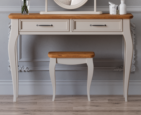 Chateau Oak and Soft White Painted Dressing Table Stool | Bed Sava