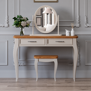 Chateau Oak and Soft White Painted Dressing Table Set | Bed Sava