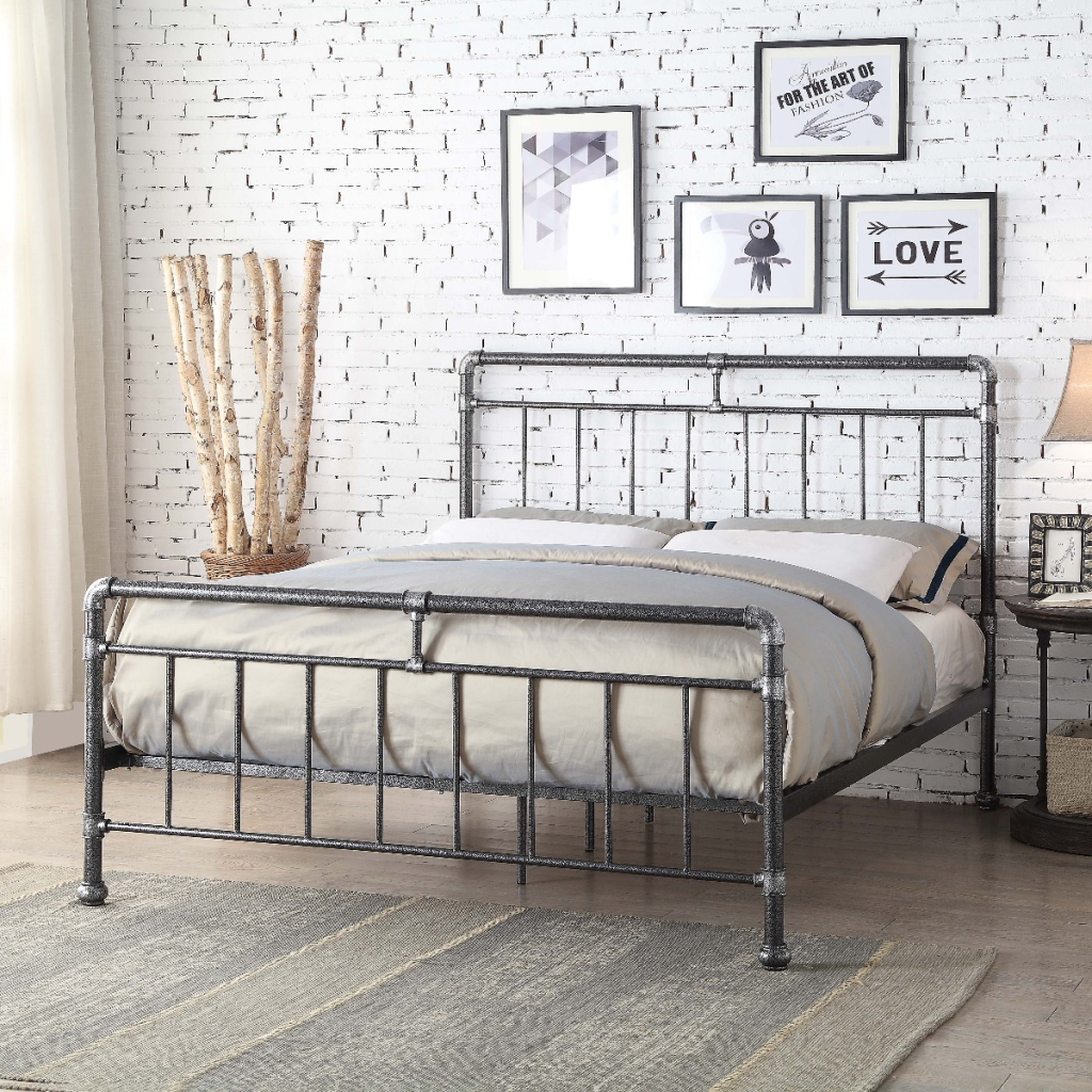 Flintshire Furniture Cilcain Metal Bed Frame-Black and Silver-Double