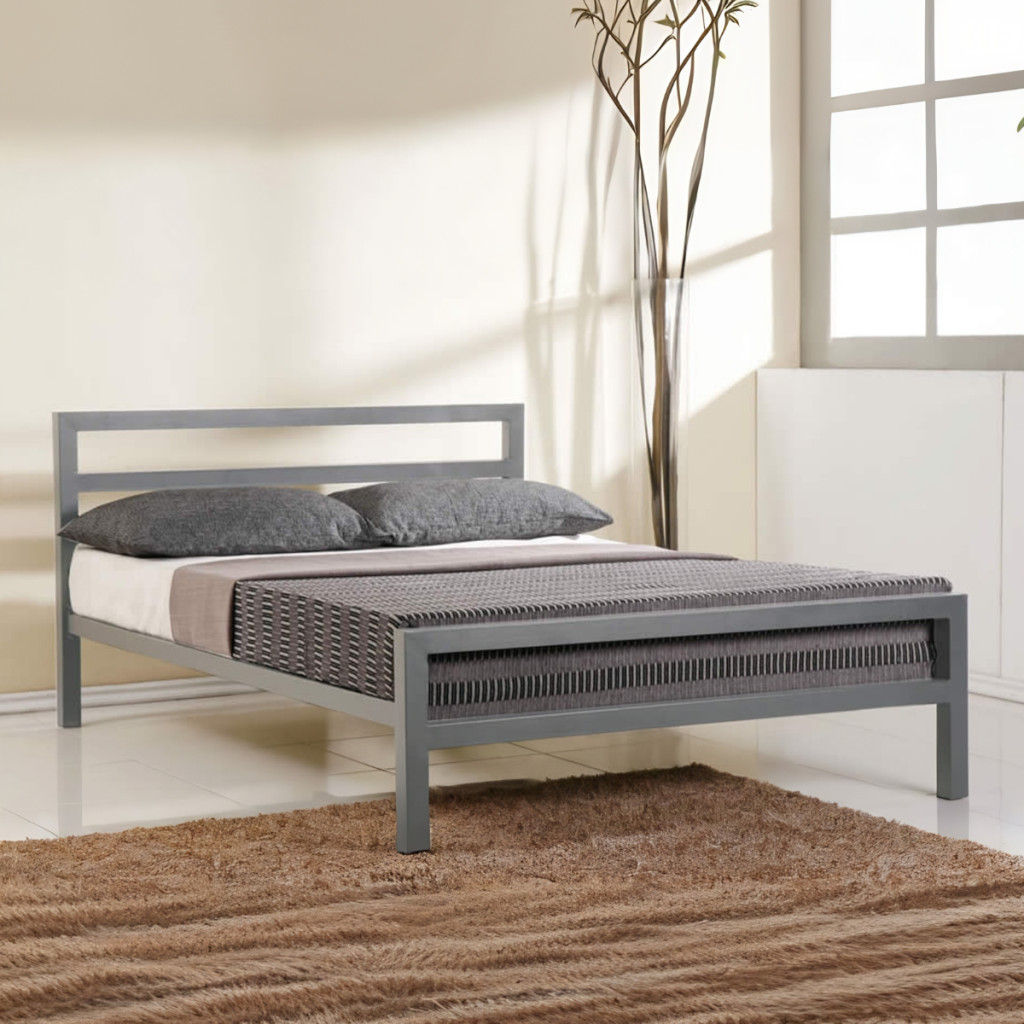 Time Living City Block Bed Frame-Grey-Kingsize