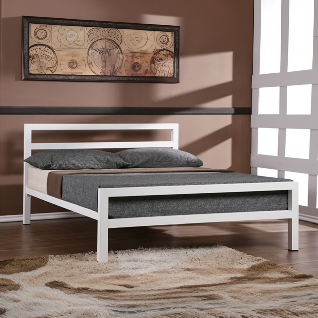 Time Living City Block Bed Frame-White-Single