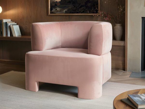 Solace+Co Cleo Pink Velvet Accent Chair | Bed Sava