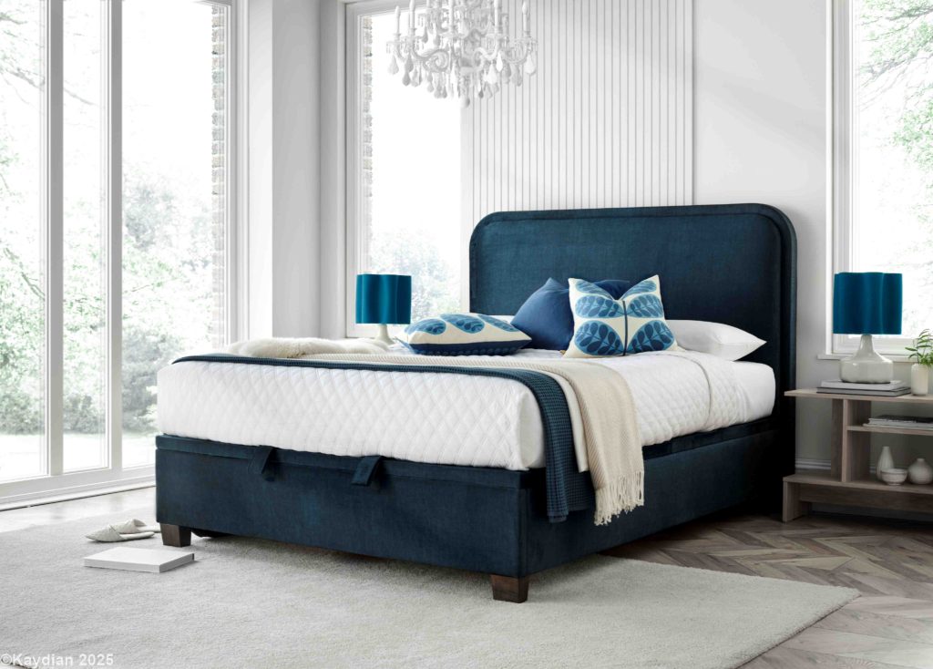 Kaydian Clifton Ottoman Storage Bed Vogue Deep Ocean Blue Double | Bed Sava