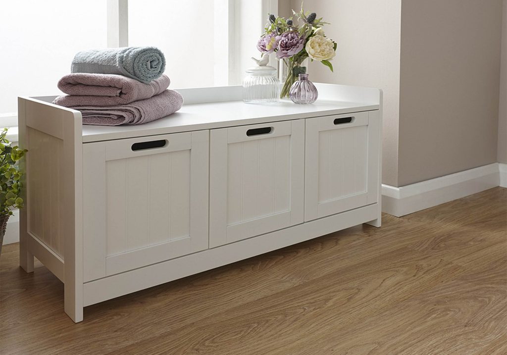 GFW Colonial 3 Door Storage Bench-White