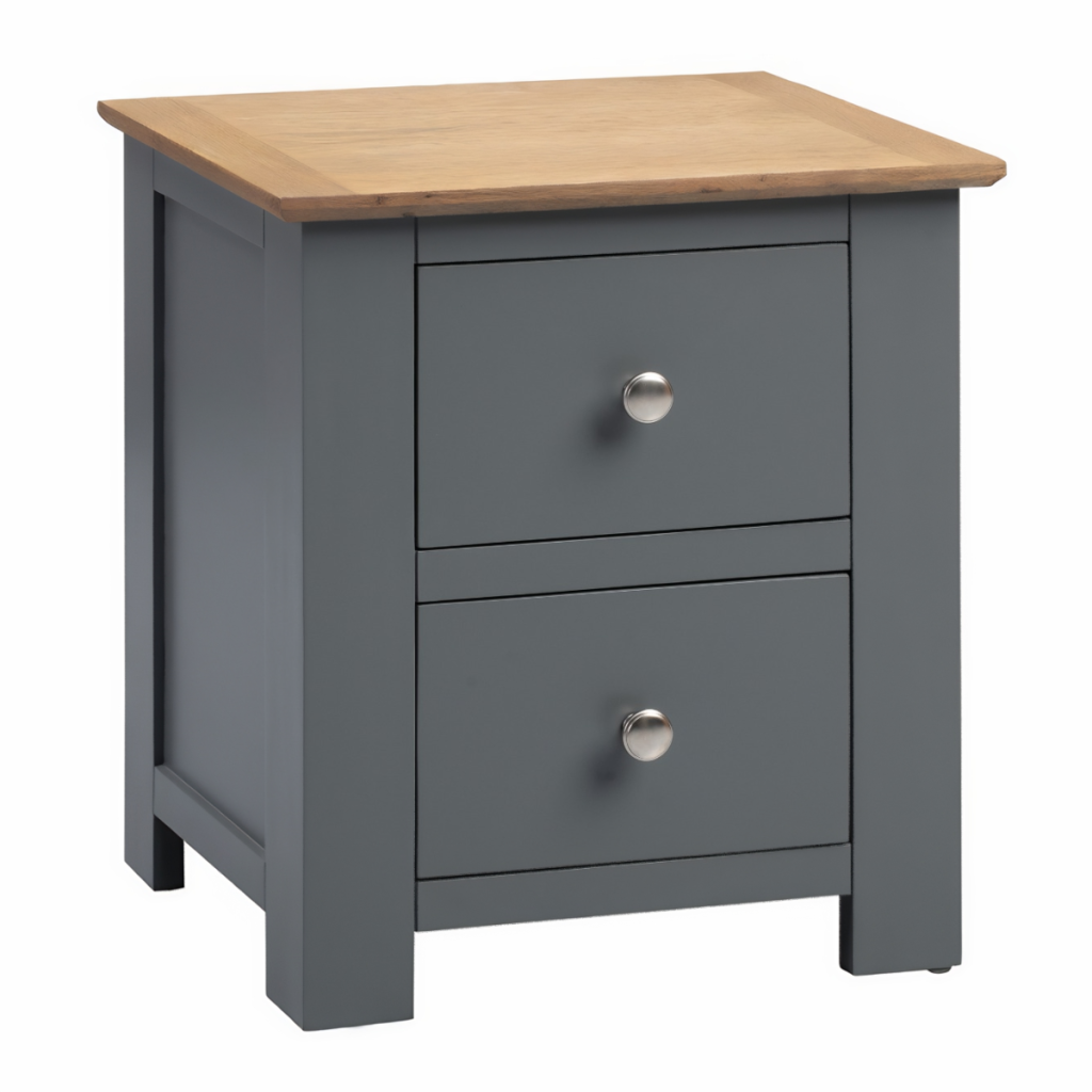 Flintshire Furniture Heritage Grey & Smoked Oak 2 Drawer Bedside Cabinet