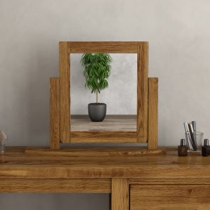 Harrogate Rustic Solid Oak Swivel Dressing Table Mirror | Bed Sava