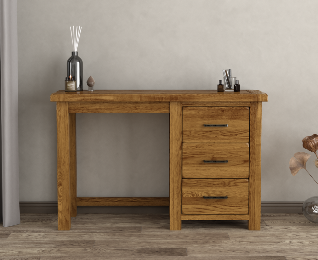 Harrogate Rustic Solid Oak 3 Drawer Dressing Table