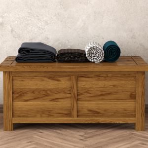 Harrogate Rustic Solid Oak Blanket Box | Bed Sava