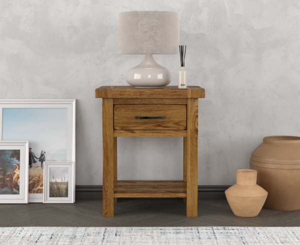 Harrogate Rustic Solid Oak Lamp Table | Bed Sava