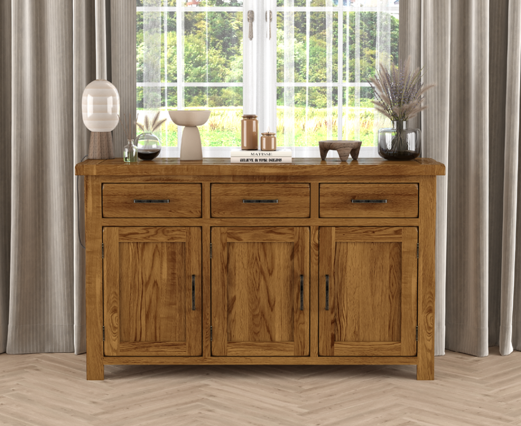 Harrogate Rustic Solid Oak Large Sideboard