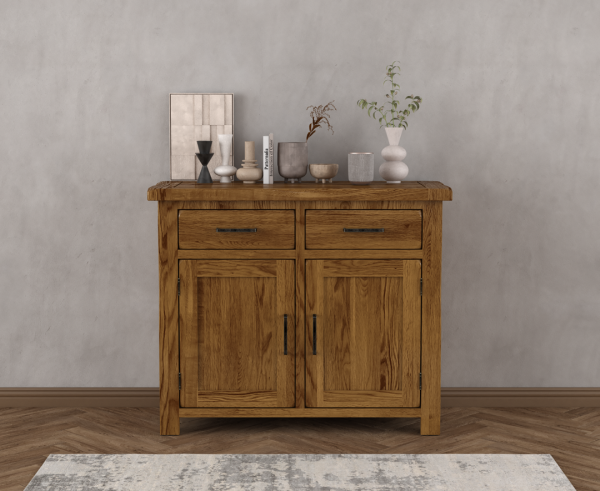 Harrogate Rustic Solid Oak Small Sideboard | Bed Sava