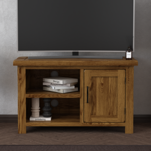 Harrogate Rustic Solid Oak Small TV Cabinet | Bed Sava